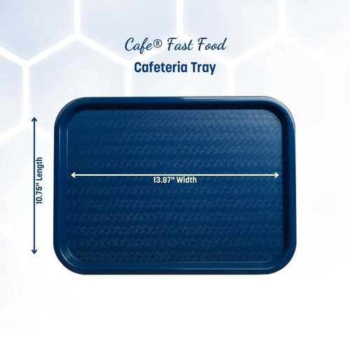 Lightweight Stackable Blue Food Service Trays – 10" x 14" Rectangular Design - Picture 5 of 12