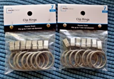 NEW! 2 Packs Of 7 (14 Total) Mainstays Clip Rings Pewter Curtains Drapery Rings