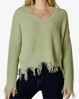 Polly & Esther Knit Sweater Size M Medium Women's Ladies Green Rag Long Sleeve