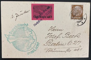 1933 Germany Lufttorpedo rocket Mail Postcard cover Gerhard Zucker Signed