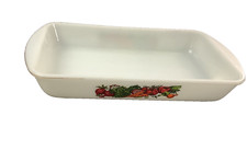 Vtg Glasbake Loaf Pan Casserole Dish J522 1.5 Qt. Nice Vegetable Pattern USA