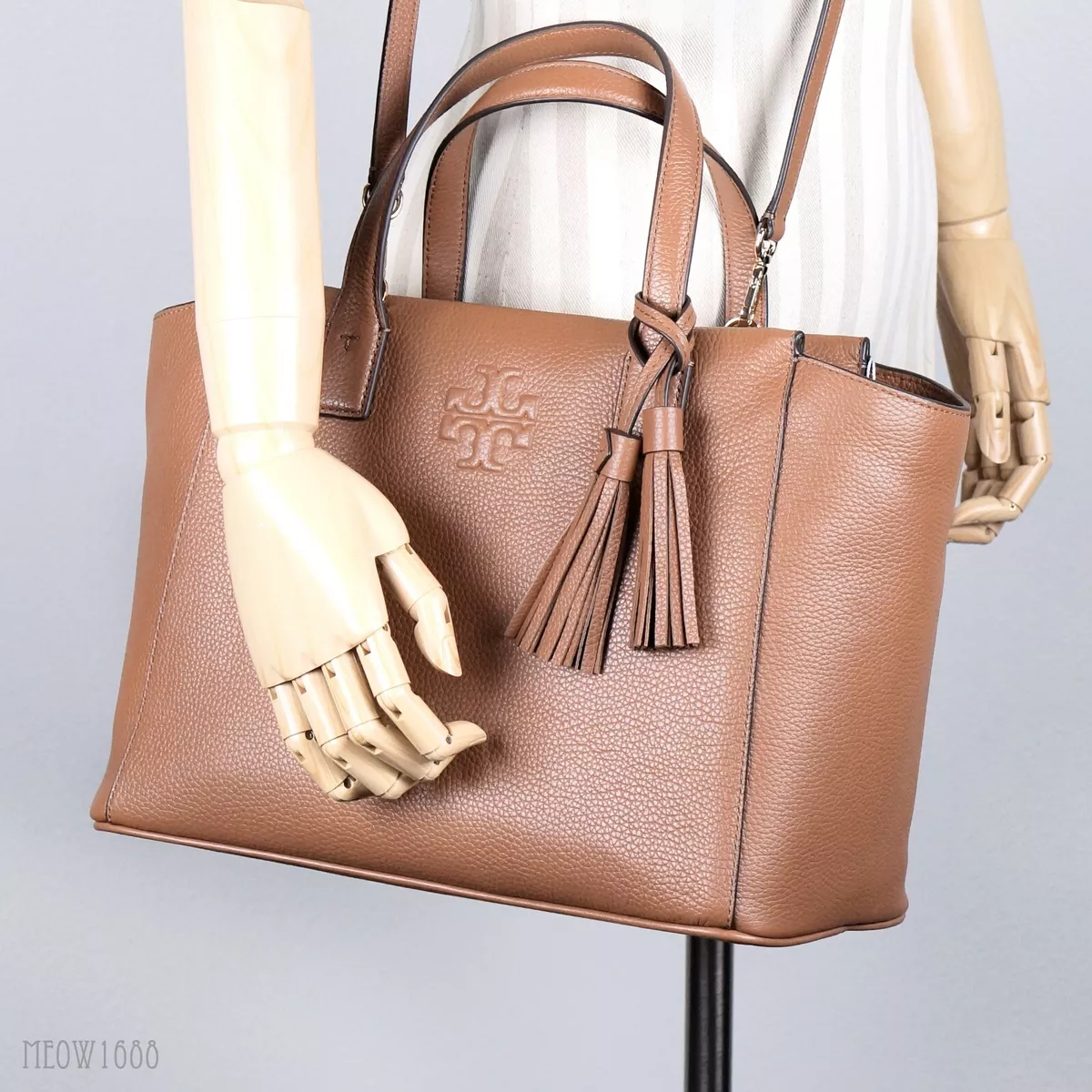 Tory Burch Taupe Leather Thea Messenger Bag