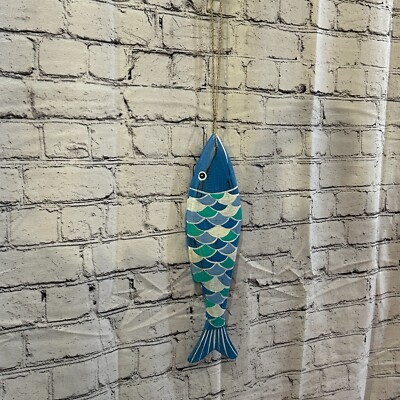 40 cm hängende Fische handbemalt Fisch Holz hängend Fisch Küstendeko Design 1