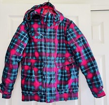 BURTON DryRide Youth Ski Snowboarding Jacket Pink Plaid - Large 14/16