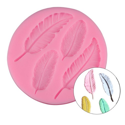 2 Pack Pink Feather Silicone Fondant Molds - Baking & Craft Molds For Cake Decorating, Chocolate, Clay - View #9