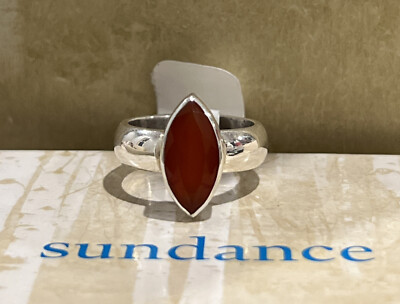 NWT Sundance Catalog Silver Carnelian  Tiger Lily Ring  size 5.5 $120