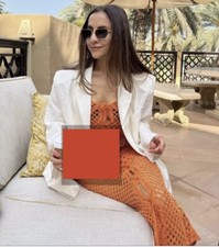 ZARA SS22 ORANGE CROCHET MIDI DRESS SIZE M 7901/186 BNWT