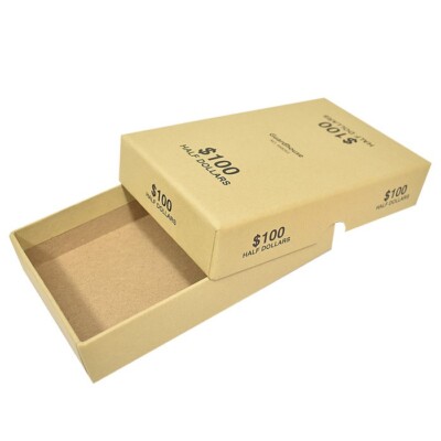 Half Dollar Rolls Storage Box 100$ Capacity Hold 10 Wrapped Coin Roll Buff Color