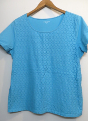 Laura Scott T Tee Shirt Top Womens XL Blue Short Sleeve Classic Stretch Colorful