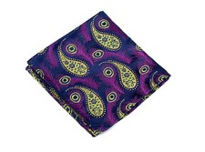 Lord R Colton Masterworks Pocket Square - Navy Lime Peacock Silk - 75 New
