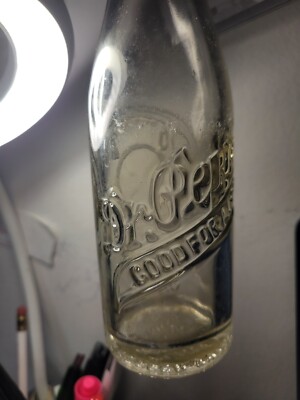 RARE Vintage 1930 s Dr. Pepper Good For Life 6 1/2oz Embossed Bottle FLINT MICH