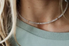 AAA+++  Nature Rainbow Moonstone Faceted Rondelle Beads Handmade Necklaces 18''