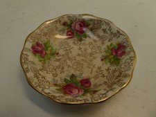 VINTAGE JAMES KENT LONGTON ENGLAND JUNE ROSES POTTERY FLORAL GILT PLATE DISH