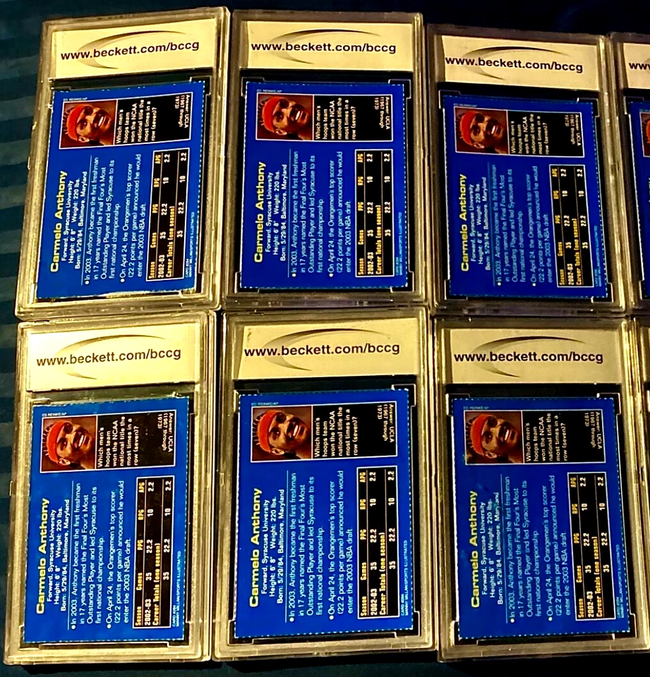 (6) Carmelo Anthony Rookie Lot Beckett Mint 10 Sports Illustrated Kids RC BGS - Image 2 of 2