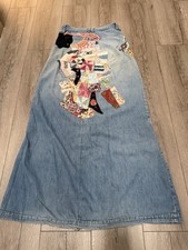 Vintage Levi  s 1960s-1970s Handmade Levi  s Denim Maxi Skirt USA Size 26  waist