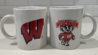 Set Of 2 University of Wisconsin Badgers Coffee Mugs Unused NCAA Bucky Badger