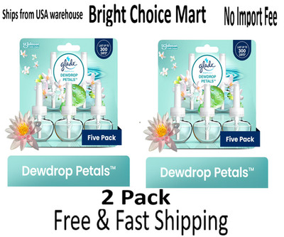 Glade PlugIns Refills Air Freshener,Dewdrop Petals, 1.34 oz, 5 Count each-2 Pack