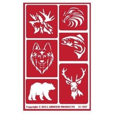 Armour Reusable Over n Over Glass Etching Stencil - ONO Wild Animals Bear Wolf