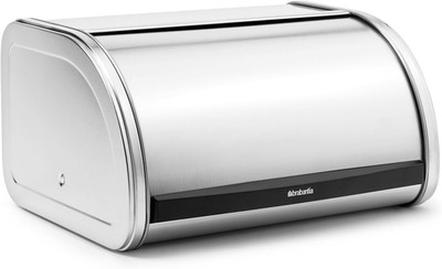 Roll Top Bread Box | Medium | Matt Steel | Large Metal Front Opening Bread Store