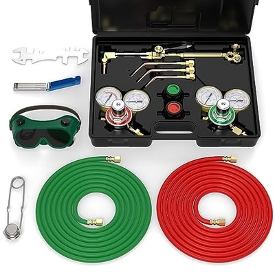 Oxygen & Acetylene Torch Kit, Gas Cutting Welding Torch Set Welder Tools with 