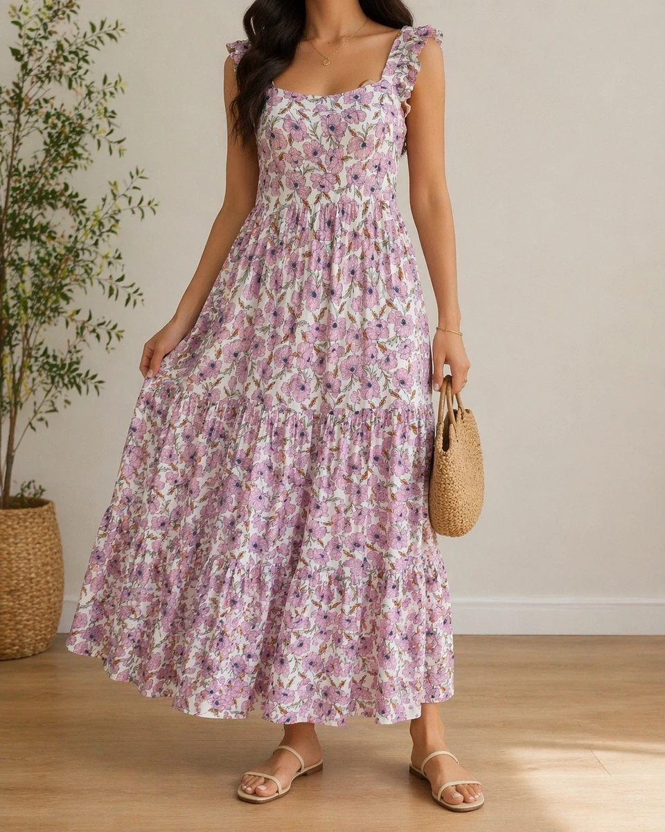knee length dresses for ladies Maxi Hippie 60s Dress main image 1