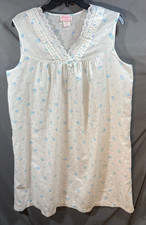 Vintage Archdale Nightgown Large Sleeveless Floral Blue Lace Granny Cottage