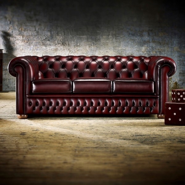 Sofa 3 Sitzer Bordaux Ledersofa Couchen Couch Chesterfield Garnitur Leder Sofas-image
