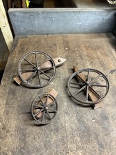 Antique Original 4   6  Cast Iron Wagon Cart Spoked Wheels Toy Parts Lot USA