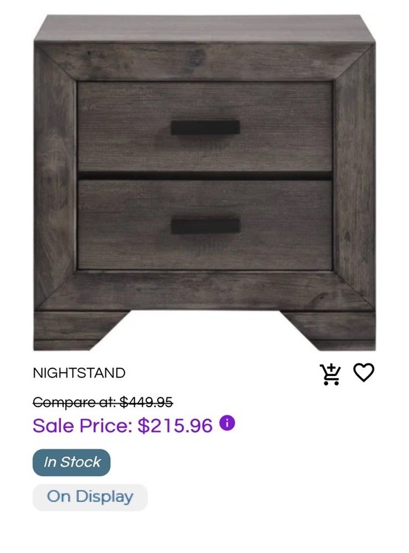 Nightstand set of 2 Gray Oak