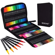 Art Markers Dual Brush Pens for Coloring 60 Artist Colored Marker Set Fine an...