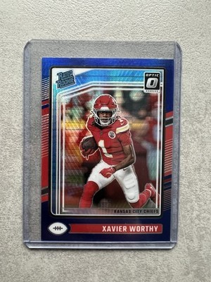 Xavier Worthy Kansas City Chiefs Optic Rated Rookie Blue Hyper NFL Football 2024