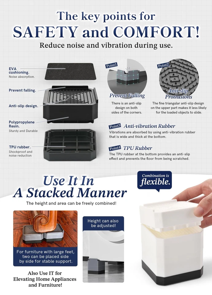 Подставки для дивана кресла, высокопрочные подъемные опоры, 4000 фунтов, серые - Изображение 4 из 4