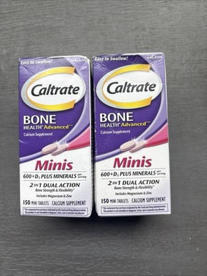 2x Caltrate Bone Health Advanced Minis 600+ D3 300 Tablets (150 Each) Exp 8/2026
