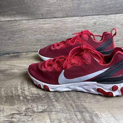 Nike React Element 55 BQ6166-601 Mens 11 Running Shoes Team Red White Sneakers