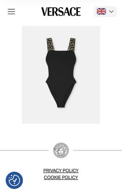 Versace Women's Greca Straps One-Piece Swimsuit Black Size 3 Italy/ Medium US