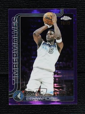 2025-26 Topps Chrome Purple Pulsar Refractor 70/75 Anthony Edwards #151 0g4t
