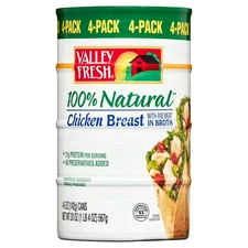 (4 Pack) Valley Fresh 100% Natural Chicken Breast in Water - 5 oz Cans, Shelf