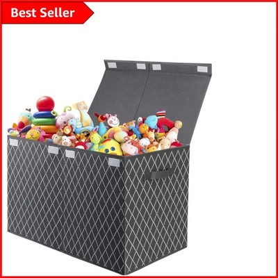 Geräumiger Kinder Spielzeug Organizer mit zusammenklappbarem Design - robuste graue Stoffbox