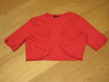 Ladies M&Co red short sleeve open shrug cardigan, size 12