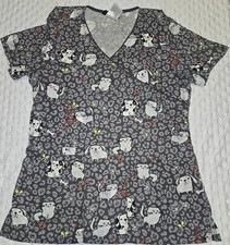 Woman  s Scrub Top Cherokee XS V Neck Cat/Dog Print