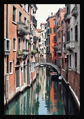 Intime Venedig Kanäle gerahmtes Wandbild Poster Leinwanddruck Bild