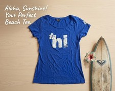 Roxy Hi Hawaii Graphic Tee Womens XL Blue Sho...