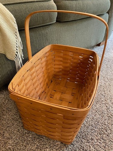 Longaberger Single Fixed Handled Large Basket - dated 1993 - signed JBH