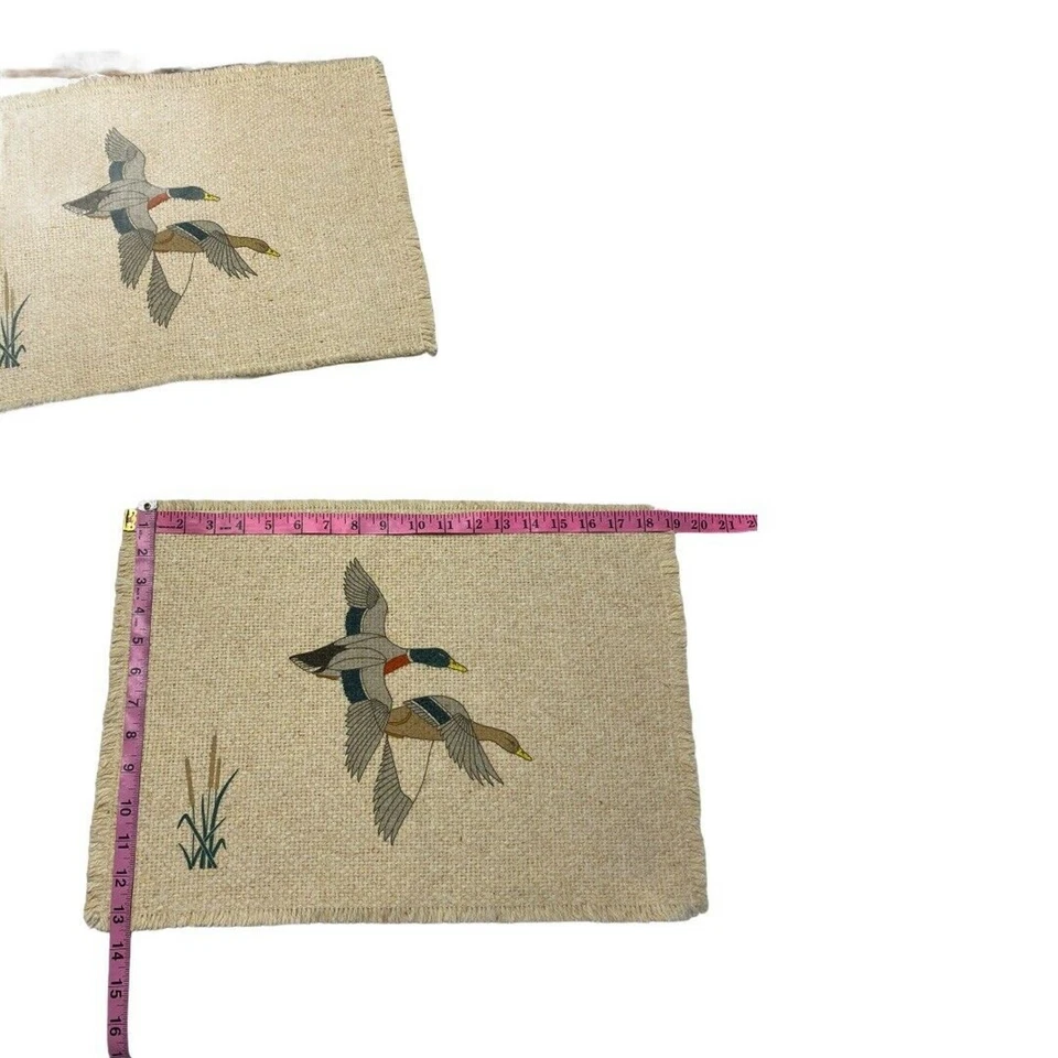 VTG Set of 4 Ivory Placemats  Handcrafts Ducks Print American Print USA - Image 3 of 4