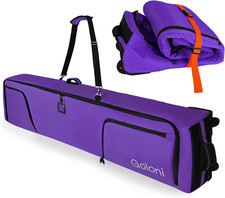 Ski Bag with Wheels,Padded Snowboard Bag for Air Travel,600D Waterproof Fabri...