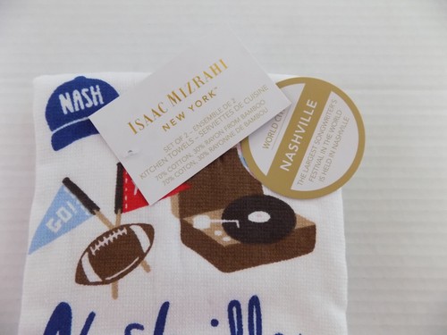Set 2 asciugamani cucina Nashville cotone/rayon Isaac Mizrahi New York NOS con etichetta - Foto 2 di 3