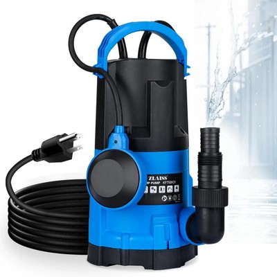ZLAISS 1HP Submersible Water Pump 3434 GPH Sump Pump with Automatic Float Switch