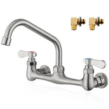 Wall Mount Kitchen Sink Faucet 8 Inch Center Wall Mounted Commercial Faucet w...