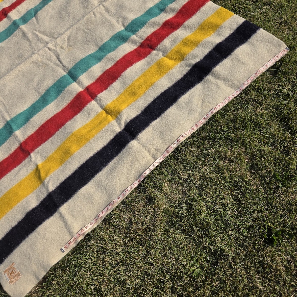 Vintage 4 Point HUDSON BAY Wool Blanket 90 X 72 Striped England