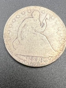 1858 seated liberty 50 cent coin silver